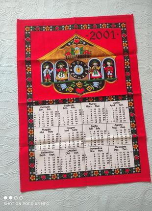 Салфетка новогодняя, календарь 2001 год, рождественское полотенце, новорічна серветка