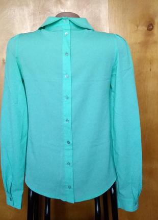 Р 8-10 / 42-44-46  оригинальная легкая мятная блуза с длинным рукавом из креп-шифона3 фото