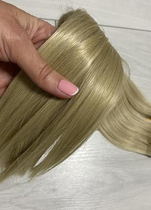 Роскошный русый блонд блондин трессы волосы на заколках не натуральные термо1 фото