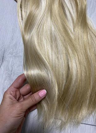 Мелированный пшеничный блонд трессы волосы на заколках1 фото