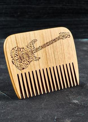 Гребень для бороды гитара из натурального дерева