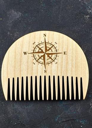 Гребень для бороды роза ветров из натурального дерева