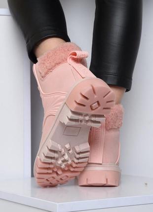 Ботинки женские зимние розового цвета3 фото