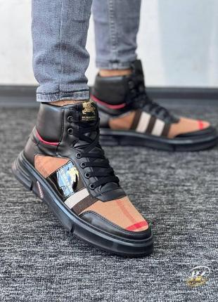 Мужские кроссовки с мехом. зимние кроссовки барбери  кожаные, на меху