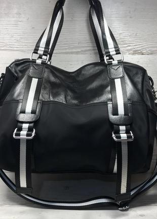 Женская большая сумка спортивная дорожная сумка для зала спорта кожа кожаная плащевка2 фото