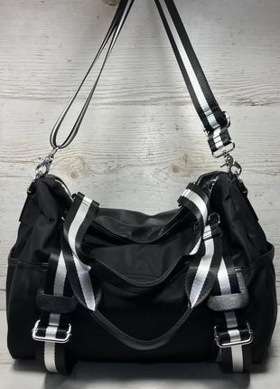 Женская большая сумка спортивная дорожная сумка для зала спорта кожа кожаная плащевка10 фото