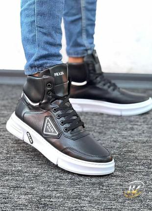 Мужские кроссовки с мехом. зимние кроссовки прада кожаные, на меху