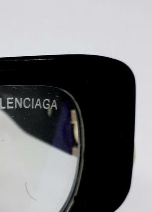 Очки в стиле balenciaga  женские имиджевые оправа черная с золотым логотипом узкие9 фото