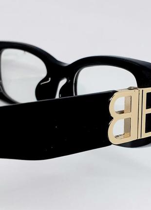 Очки в стиле balenciaga  женские имиджевые оправа черная с золотым логотипом узкие8 фото