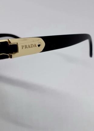Очки в стиле prada  имиджевые унисекс оправа черная с золотым логотипом10 фото