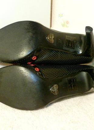 Брендові босоніжки туфлі чорні червоні з відкритим носком,24 см,винтаж, розпродаж5 фото