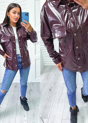 Женская рубашка бордовая лакированная 6106 / 6107