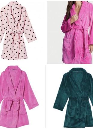 Плюшевий махровий халат victoria's secret short cozy robe deepest оригінал