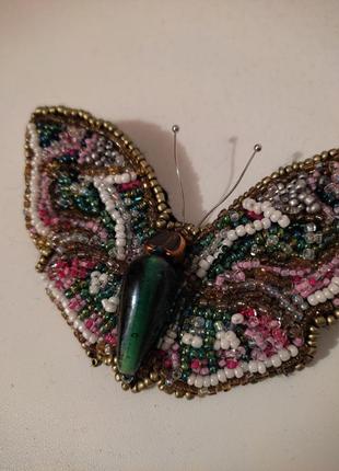 Брошь, бабочка из бисера2 фото