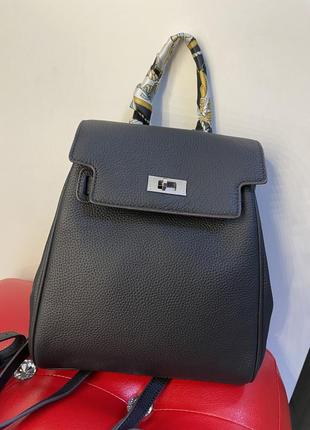 Кожаный рюкзак сумка небольшой рюкзак в стиле «ерме»чёрный рюкзак 🔥6 фото
