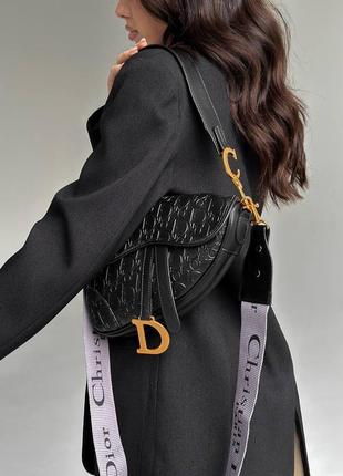 Чорна модна сумка / dior saddle / сумка через плече5 фото