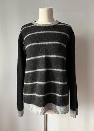 Springfield черно-серая шерстяной джемпер тельняшка