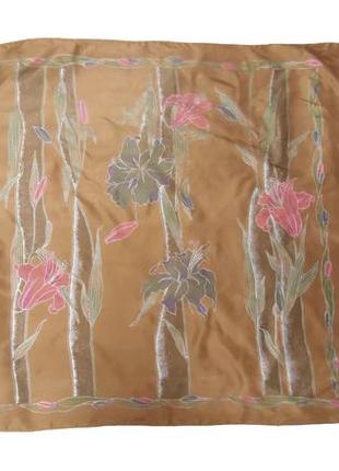 Тайский шелк батик цветочный принт  ручная работа платок /7462/