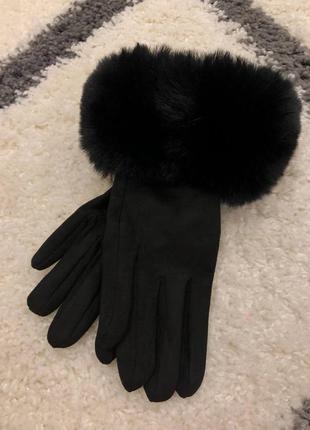 Кожаные женские перчатки equilibrium брендовые черные
