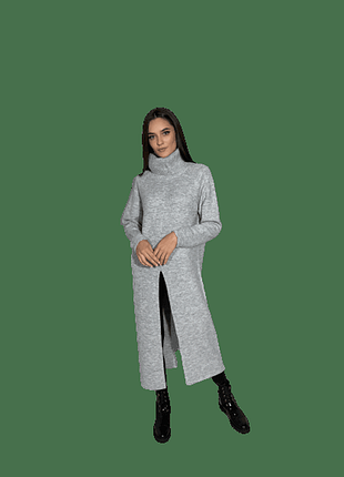 Светр - туніка теплий подовжений finery сірий m-l (48-52)