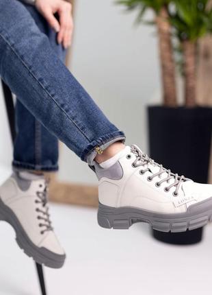 Стильные кроссовки,спортивные ботинки кожаные белые деми,демисезонные осенние,весенние (осень-весна 2022-2023),удобные,комфортные,мягкие1 фото