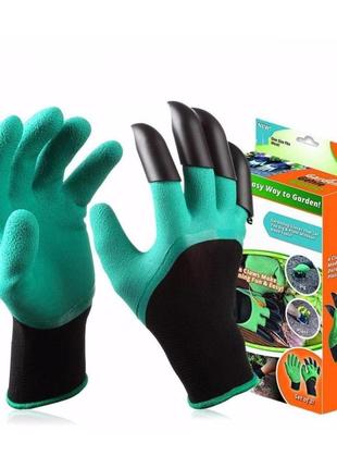 Садові рукавички з кігтями garden genie gloves1 фото