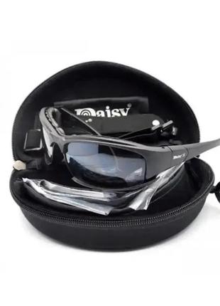 Захисні тактичні окуляри з поляризацією daisy x7 black + 4 комплекти лінз4 фото