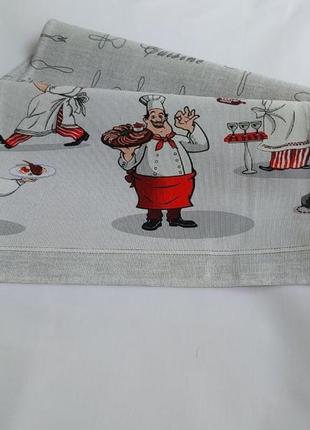 Кухонные полотенца luxyart "шеф повар" размер 35*70 см рогожка 5 шт (lq-738)3 фото