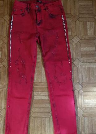 Фирменные бомбезные джинсы стрейч pfilipp plein с камнями 32 р-р2 фото