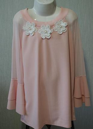 Оригінальна сорочка-блуза з четвертним рукавом і кольорами