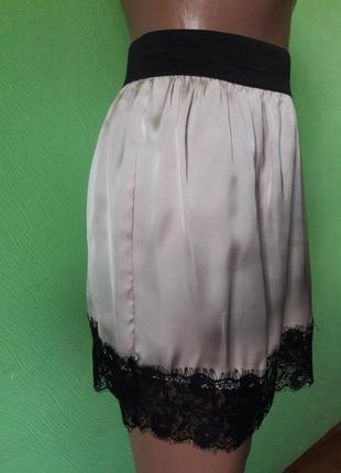Сатиновая юбка с французским кружевом2 фото