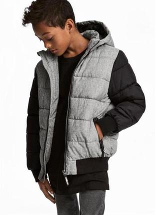 Оригинальная утепленная куртка с капюшоном от бренда h&m разм. 134 (8-9лет)