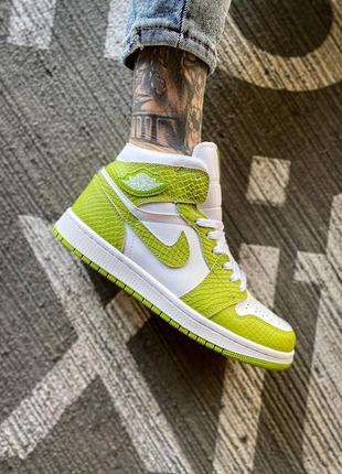 Nike air jordan 1 mid green python2 фото