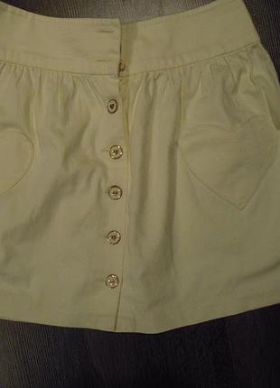 Ніжно лимонна спідниця-сонце на гудзиках від top shop