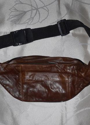 Новая кожаная поясная сумка бананка / через плечо на пояс / натуральная кожа2 фото