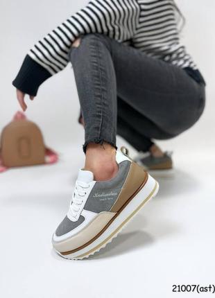 21007. ❤️sale❌️🌱жіночі кросівки в натуральній шкірі та замші 26 см👑