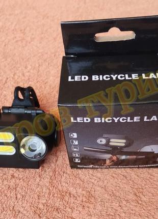 Ліхтар під трубу велоліхтар bl-611-1lm+2cob microusb під акумулятор 18650