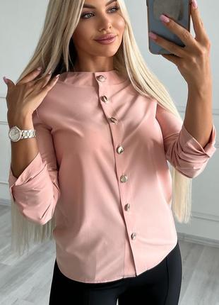 Женская блуза софт рукав трансформер норма/батал пудра/розовый цвет 42-54