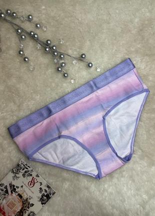 Трусики victoria secret хлопковые с лого поясом сиренево-голубые оригинал виктория сикрет