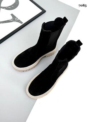Замшевые чёрные ботинки челси8 фото