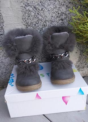 💛 шикарні черевички з натуральним хутром для дівчинки 26 розмір