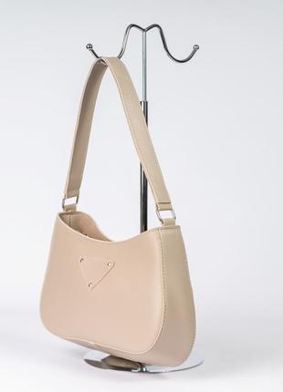 Женская сумка багет бежевая сумка на плечо бежевый клатч багет сумка багет бежевая сумочка2 фото