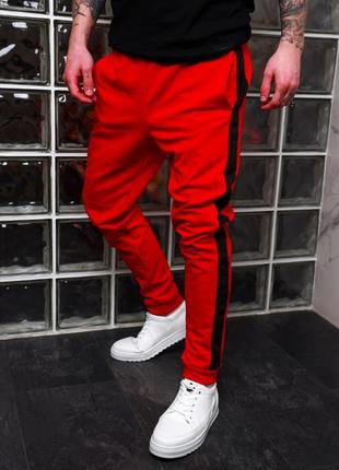 Червоні спортивні чоловічі штани брюки з лампасами
