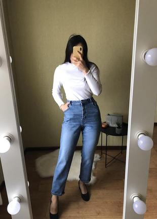 Джинсы бойфренды высокая посадка талия тянутся