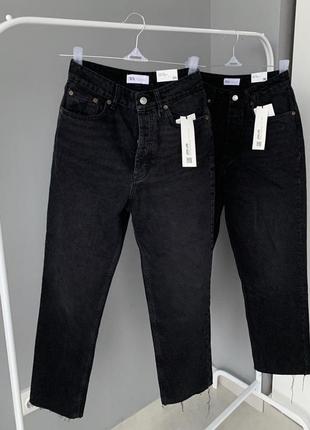 Джинсы zara чёрные джинсы серые hm mango massimo mom мом момы прямые классические брюки брюки calvin1 фото