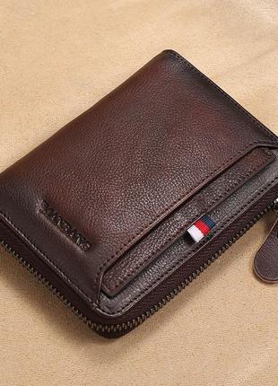 Кошелек мужской портмоне кожаный коричневый стильный9 фото