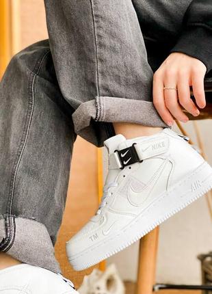 Женские кроссовки nike air force high - white белые высокие найк аир форсы