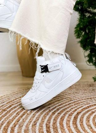 Женские кроссовки nike air force high - white белые высокие найк аир форсы3 фото