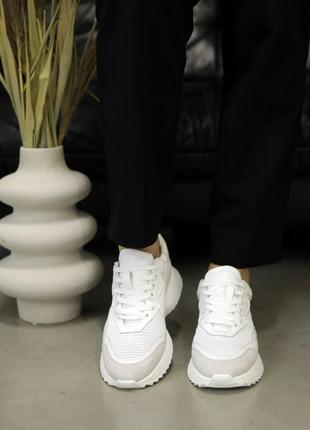 Стильные кроссовки кожаные белые деми,демисезонные осенние,весенние (осень-весна 2022-2023),удобные,комфортные,мягкие5 фото