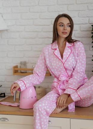Пижама пижамный домашний костюм из хлопка розовый